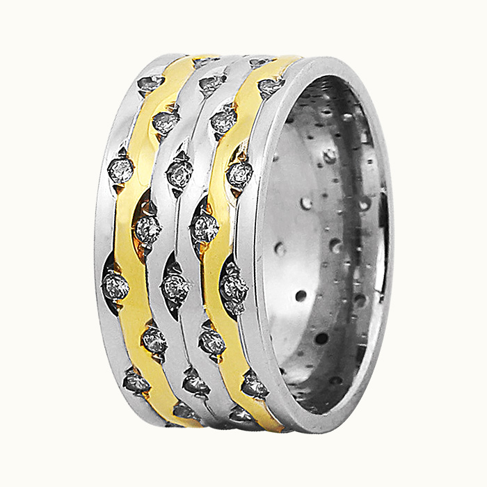 Обручальное кольцо двух цветов - белый и желтый