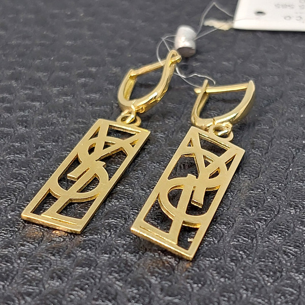 Серьги YSL ( Ив Сен-Лоран) золотые прямоугольные