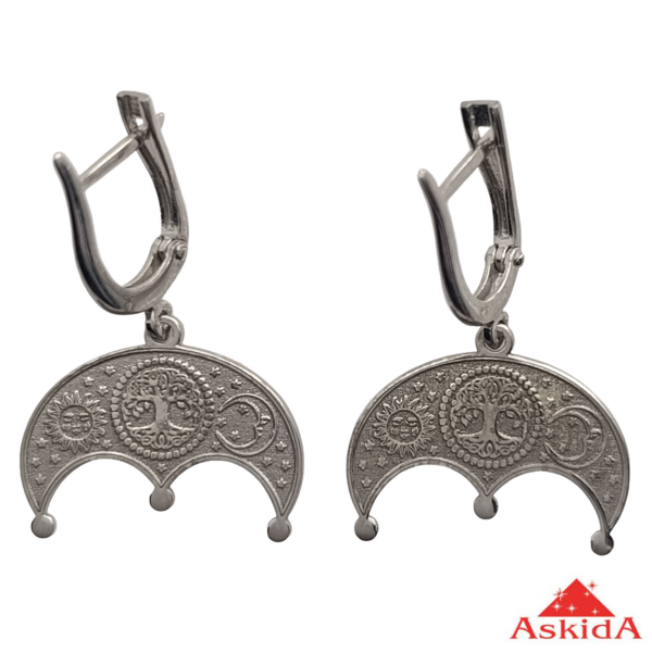 Серебряные серьги Лунница на подвеске