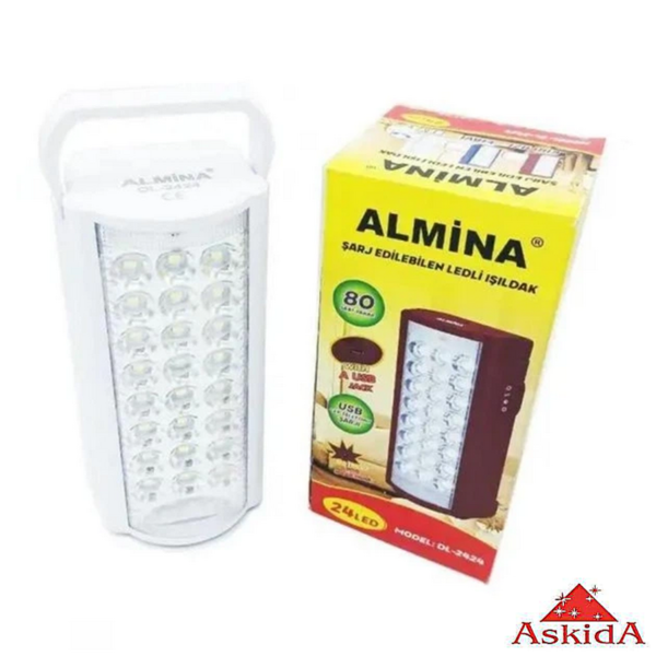 Фонарь ручной аккумуляторный переносной светодиодный Almina LED 220V с повербанком